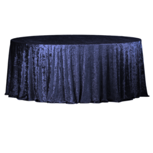 Față de masă velur albastru închis rotundă 340 cm