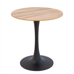 Masă de cafenea pentru exterior, de grădină, Ø70 cm, imitație lemn – culoare deschisă