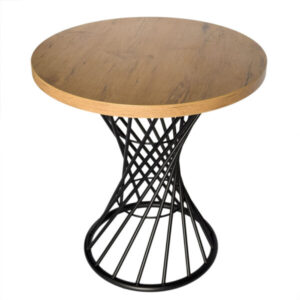 Masă de cafea rotundă în stil loft, cu diametrul de 68 cm, din stejar Lancelot