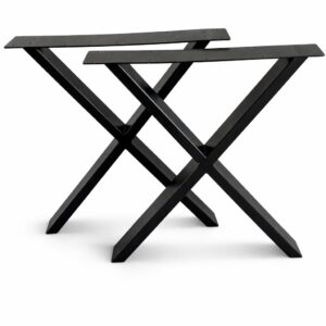 Picioare metalice 70x56 cm pentru masă de birou în stil loft, în formă de X – 2 buc.