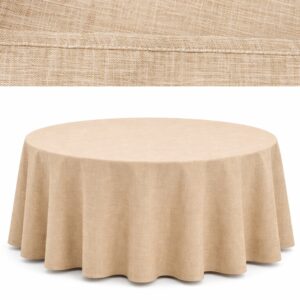 Fată de masă din pânză bej „Boho”, diametru 320 cm, pentru masă de banchet – imitație de in