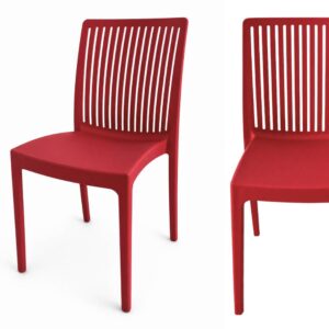 Scaun de grădină pentru cafenea Flora PP – roșu, cu design ajurat
