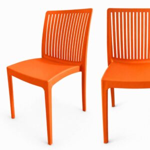 Scaun de grădină pentru cafenea Flora PP – cu model ajurat, portocaliu