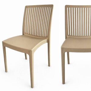 Scaun de grădină pentru cafenea Flora PP – bej, cu design ajurat
