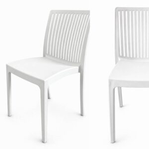 Scaun de grădină pentru cafenea Flora PP – alb, cu design ajurat