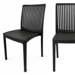 Scaun de grădină pentru cafenea Flora PP – negru, cu design ajurat