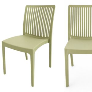 Scaun de grădină pentru cafenea Flora PP – verde, cu design ajurat
